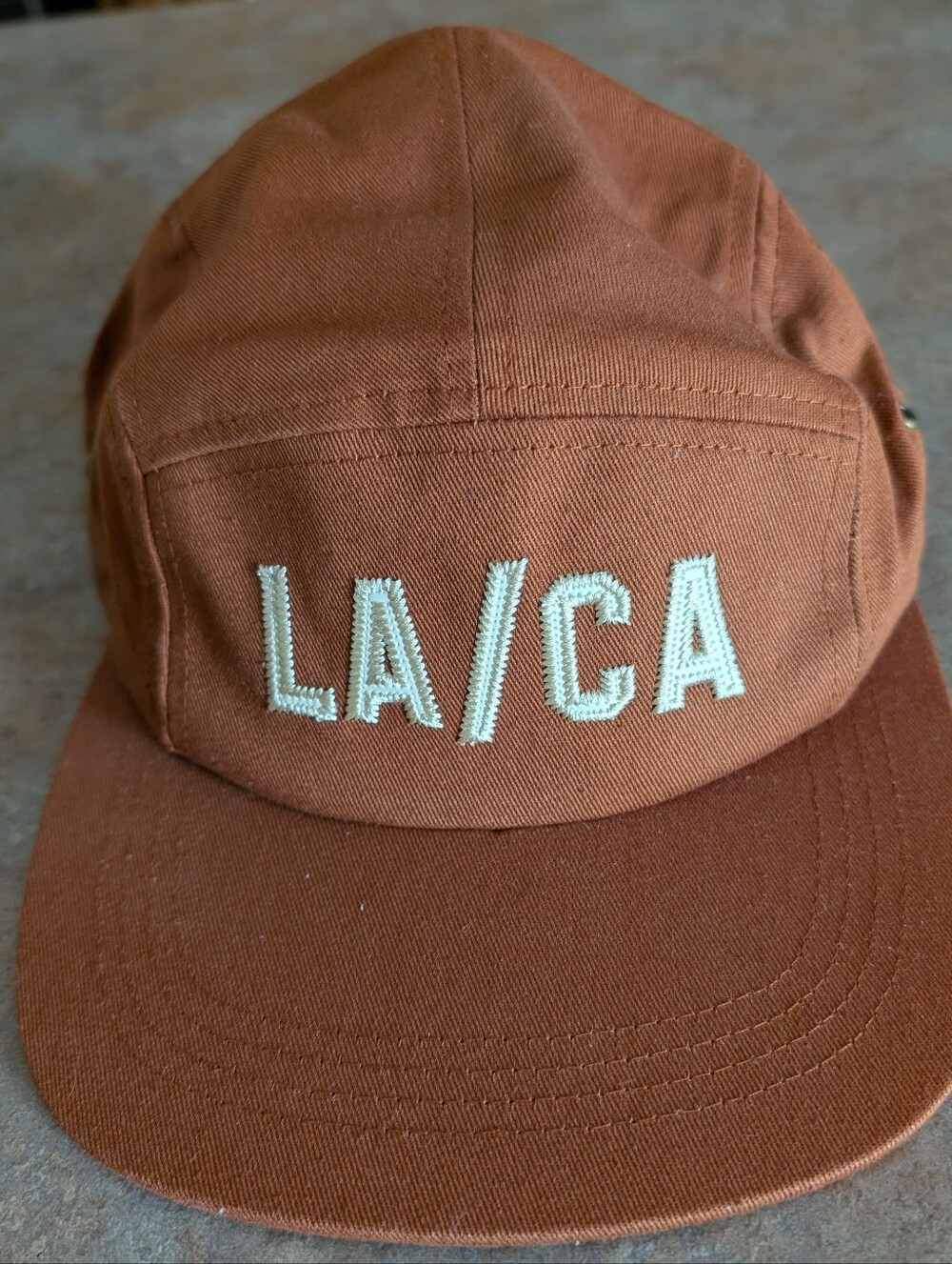 LA/CA Embroidered Rust Brown Five-Panel Cap